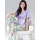 Yalu pajamas for women in summer cotton short-sleeved trousers cartoon sweet girl summer home clothing set Z9711 Woodpecker genuine L [recommended 100-120 Jin [Jin equals 0.5 kg] wear]