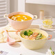 Persson Double-Eared Soup Bowl Home 2025 New Instant Noodle Bowl High-Looking Large Bowl Creamy Noodle Soup Bowl Ceramic Snail Noodle Bowl 9.5-inch Double-Eared Bowl Pink + Milk Yellow