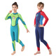 Ride ship children's swimming wetsuit 3mm sun protection warm baby swimsuit one-piece long-sleeved cartoon student swimming suit for men and women green and blue one size fits all 4_#