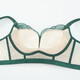 Fenton contient des sous-vêtements de soutien-gorge push-up en soie de mûrier sexy en dentelle anti-secouement pour femmes sans jantes en fil vert paon 75A / 34A