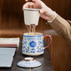 Ruyao tea water separation tea cup with lid office cup tea set mug milk coffee flower and fruit tea cup 500ml beige Ruyao office cup-Yuanshan