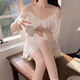 
Langsha one-shoulder mesh pajamas women's suit with chest pads sexy home clothes thin shorts pure princess style summer women's clothing 333 set L 110-125Jin [Jin equals 0.5 kg]