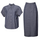 
ROEYSHOUSE LOI casual retro shirt suit 2025 summer new fashion solid color top skirt two-piece set 12398 denim blue S