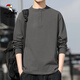 Woodpecker men's sweatshirt 2025 new spring and autumn long-sleeved T-shirt men's high-end heavyweight cotton Henry collar bottoming shirt men's gray L