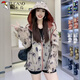 Woodpecker 2025 summer new printed sunscreen clothes for women wearing thin and breathable ice silk sunscreen clothes for sunscreen clothes thin coat flowers brown color [T08# floral light and translucent, light and thin M 90-115Jin[Jin equals 0.5 kg]