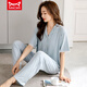 Catman Miiow Pyjamas für Frauen im Sommer kurzärmelige lange Hosen Dünner Modell Modal Sommer Frauen mit hoher Wertzahl Cardigan Square Collar Home Clothing Set DP723 Light Pink M Empfohlen 90-110