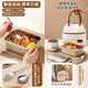 Japan imported MUJIE stainless steel insulated lunch box for office workers microwave oven heated insulated lunch box lunch box thickened 304 steel coffee color - single grid 1500ml tableware insulated bag dishwashing cotton