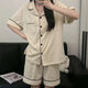 
Modal Korean version simple solid color cotton pajamas women's short-sleeved shorts summer two-piece dormitory can wear home clothes set 9901# red M 80-100Jin [Jin equals 0.5 kg]