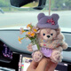 Yusenyi cute little bear car hanging decoration rearview mirror decoration ornament keychain bag hanging creative best friend gift rabbit clip scarf white sweater hug pink flower female bear - car