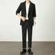 Light and mature style Korean style loose summer thin men's suit two-piece set gray set 3XL