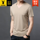 
Playboy (PLAYBOY) brand new summer men's short-sleeved T-shirt Modal solid color V-neck ice silk top thin middle-aged casual T-shirt 9901-Green M 170