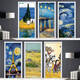 Clcey van Gogh's Starry Sky Huile Peinture Famme Peinture Porte autocollant Renoie auto-adhésive Dormitory Wall Decorative Glass Wardrobe Door Sticker MT-3291 White Glue 0cm * 0cm