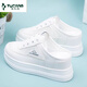 
Woodpecker brand board shoes for women with small inner heightened sandals for women 2025 summer breathable mesh semi-torque thick sole white shoes white 9901 35