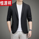 Hengyuanxiang Fashion Men's Ice Silk Suit Laminated Seamless Casual Feeling Suit Jacket Spring and Summer Air Conditioning Shirt Sun Protection Clothes Black (Ice Silk Sun Protection Thin Style) 220011 170 M