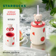 Starbucks (Starbucks) Cup Fruity Adventure Series Ceramic Water Cup Desktop Mug High-Looking Coffee Cup Gift for Men and Women Watermelon Bear Style Ceramic Straw Cup 430ml