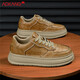 奥康男鞋休闲鞋透气运动鞋秋冬百搭增高板鞋 麦黄 42