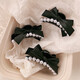 French style small fragrant black bow imitation pearl princess hair clip sweet and versatile grabber hairpin hair accessories for women French large pearl grabber