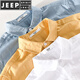 Jeep Spirit Linen de lino para hombres Camiseta de manga corta Camiseta suelta Top de cuello con collar T-Cotton Camiseta de lino Ropa de verano Yunyi-9711 Amarillo M