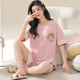 HKZN5XL加肥加大码睡衣女夏季短袖純棉2025新款胖mm200斤家居服套装 KNC3519短袖短裤 M 建议穿着体重75斤95斤
