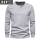 JEEP SPIRIT American retro heavyweight long-sleeved bottoming shirt fashionable versatile henley shirt men's fitness tough guy army green bottoming top military green L