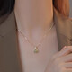 Imitation Hotan Jade Lucky Bag Pendant Necklace for Women Light Luxury Niche Design High-end Versatile Clavicle Chain Gold + Green Lucky Bag Pendant Necklace