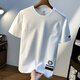 
DK Hong Kong style short-sleeved T-shirt men's 2025 summer letter printing round neck versatile trendy brand retro American versatile half-sleeved white 6 JSW9928 M