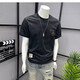 Summer new pure cotton men's casual versatile short-sleeved T-shirt American trendy brand printed light luxury slim top WZY Gray 2XL