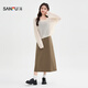 Sanfu Suit 2025 Autumn Hollow Neck Woolen Blouse Dress Two-piece Set Women's 505938 Brown S