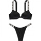 Victoria's Secret Victoria's Secret Rhinestone Decorated Simple Bra Comfortable Panties Underwear Set Women's Black Accessories Set (Black) M 36B+(80B+M)