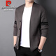 Pierre Cardin high-end knitted cardigan for men spring and autumn 2025 new trend wool outer sweater men's casual jacket for men black 2XL 180