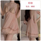 Gui Ruo (Gui Ruo) clothes, sexy pure style, Missy girls' supplies, sweet mesh lace, deep V plus breast pad, sexy backless P3886 shrimp powder (outer robe + belt) All size