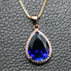 Model Tanzanite Valentine's Day gift quality tanzanite sapphire drop-shaped pendant princess stone necklace color white gold (12X16) without chain