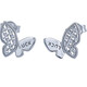 Laomiao platinum LUCK diamond butterfly earrings, a light and luxurious gift for your girlfriend, about 2.57g