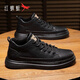 Red Dragonfly Men's Casual Shoes 2025 Autumn and Winter Leather Shoes New Versatile Classic Shoes Men's Light Luxury Business Black Shoes Men Black Four Seasons (7002T) Upgrade 42