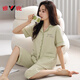 Yalu Summer Pajama для женщин чистые укороченные брюки с короткими рукавами в чистом хлопке