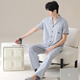 
Yalu pajamas men's summer pure cotton short-sleeved trousers home clothing set thin style can be worn outside loose casual men 16859A L 170