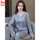 Cat Man (Miiow) Pajamas para mujeres Mujeres de seda de hielo Mujeres de primavera y otoño Mangas largas 2025 Nuevo simulación de verano. Seda. Seda sexy pequeña 9901 gris plateado [pantalones de manga larga] m