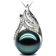 Fat Donglai same style Tahitian pearl pendant single short clavicle chain 925 silver round black mother-of-pearl necklace 12mm-13mm