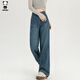 Jeans de hipanda para mujeres en verano Piso de adelgazamiento retro retro Retlamen informal Pantalones de caña ancha alta para mujeres en Retro Blue XS