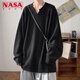 NASA XVVX white sweatshirt V-neck long-sleeved T-shirt men's heavyweight American high-end Henry collar loose inner bottoming shirt spring and autumn beige XL