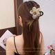 Rhinestone polka dot mesh sunflower clip for women 2025 new high-end bubble shark clip back of head hair clip black 1 piece