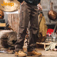 Jeep (JEEP) overalls men's autumn and winter men's straight trousers trendy casual loose pants men's coffee XL
