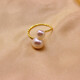 Fat Donglai buys the same style seawater pearl ring, white, truly adjustable opening, strong light, flat round freshwater ring for women, white 7-10mm