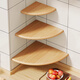 Julihui solid wood corner storage rack countertop seasoning rack storage rack tripod corner shelf kitchen supplies household complete wood color 18*18 imported solid wood