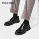 Yierkan men's shoes, round-toe cowhide shoes, lace-up business formal shoes, autumn new commuter shoes 97121W black 42