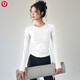 Lulu Lulu's same sports top women's spring and summer slim round neck quick-drying running Pilates training fitness wear long CX-516 light gray L