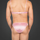 Men's sexy underwear transvestite cross-dressing bra lace garters stockings set thong transparent sexy underwear pink single panties S75A90-125Jin Jin equals 0.5 kg 162-174