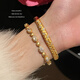 Shijun (SHIJUN) Heavy Industry Wheat Ear Bracelet Bracelet Middle Ages Flash Diamond Red Corundum Imitation Jade Color Retro Texture Fashion Accessories Jewelry Gold Bracelet