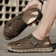 
Men's Sandals 2025 Summer Fashion Casual Sandals Lightweight Breathable Cool One-foot-punching Beach Sandals Slippers Red-brown [Microfiber Leather A677] 40