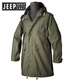 JEEP SPIRIT 2025 workwear hooded American retro new men's fishtail mid-length windbreaker Korean style parka outer green high quality XL 135-145Jin Jin is equal to 0.5 kg